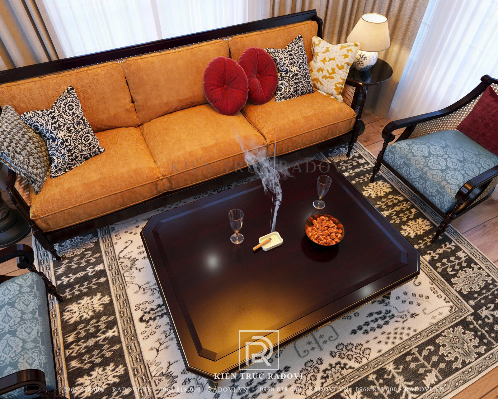 Phòng khách nội thất phong cách Indochine