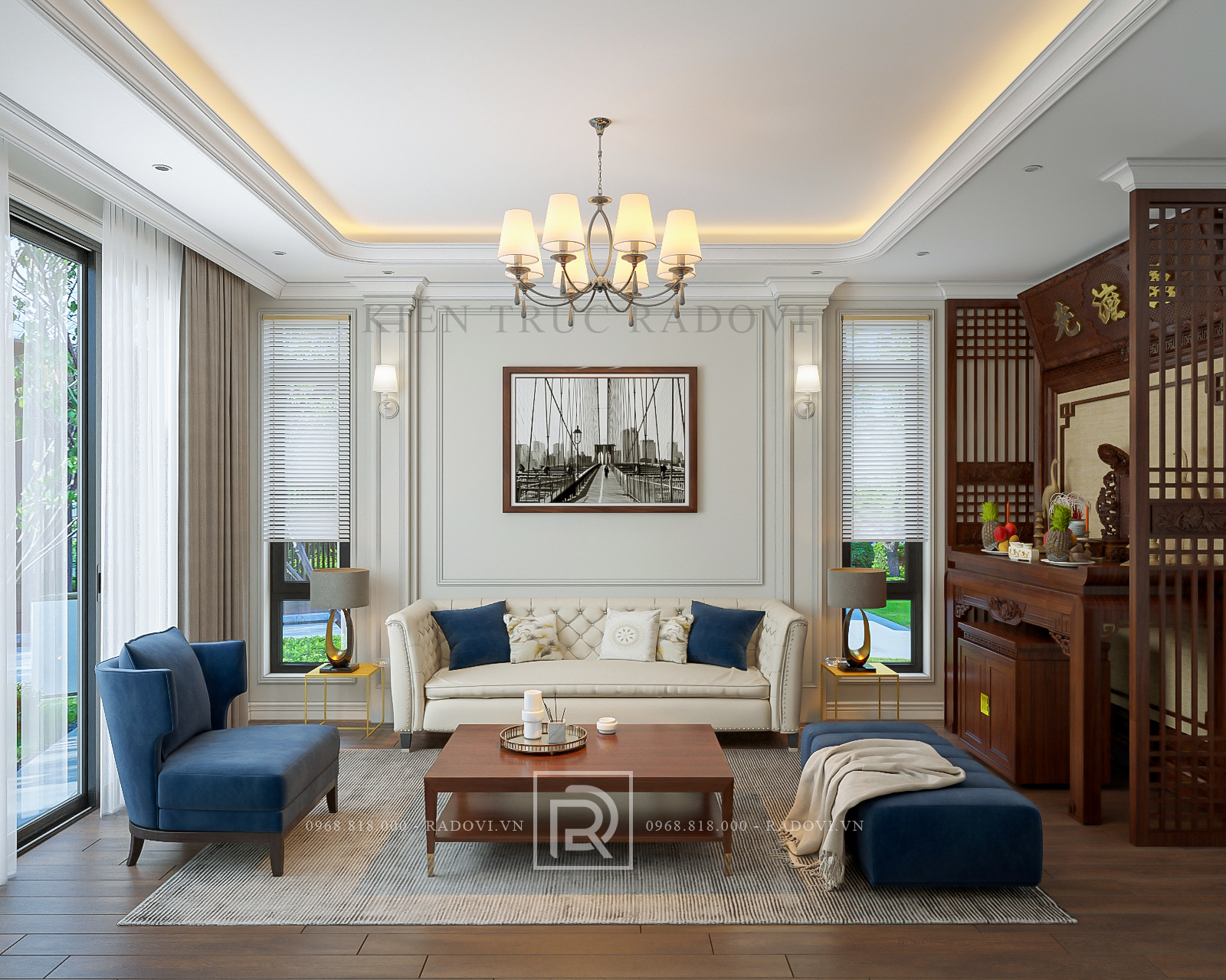 Phòng khách của nội thất tân cổ điển