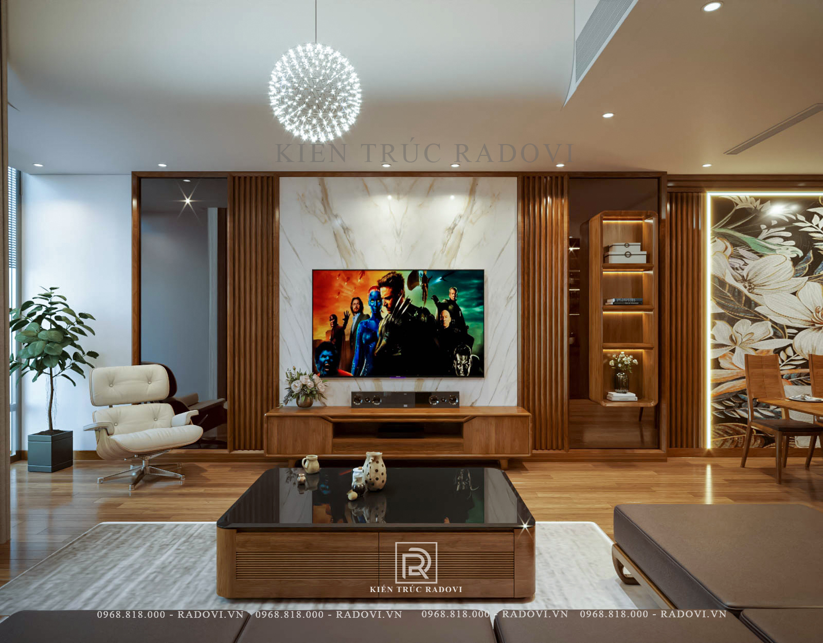 Vách trang trí nội thất gỗ hiện đại