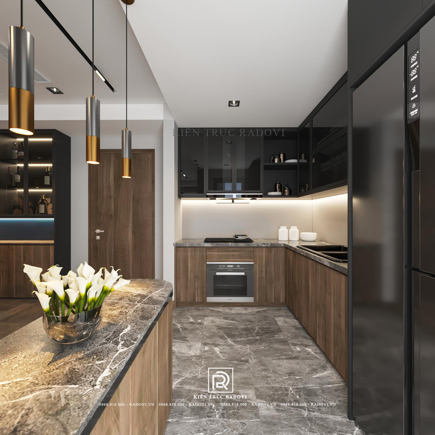 Phòng bếp nội thất chung cư hiện đại