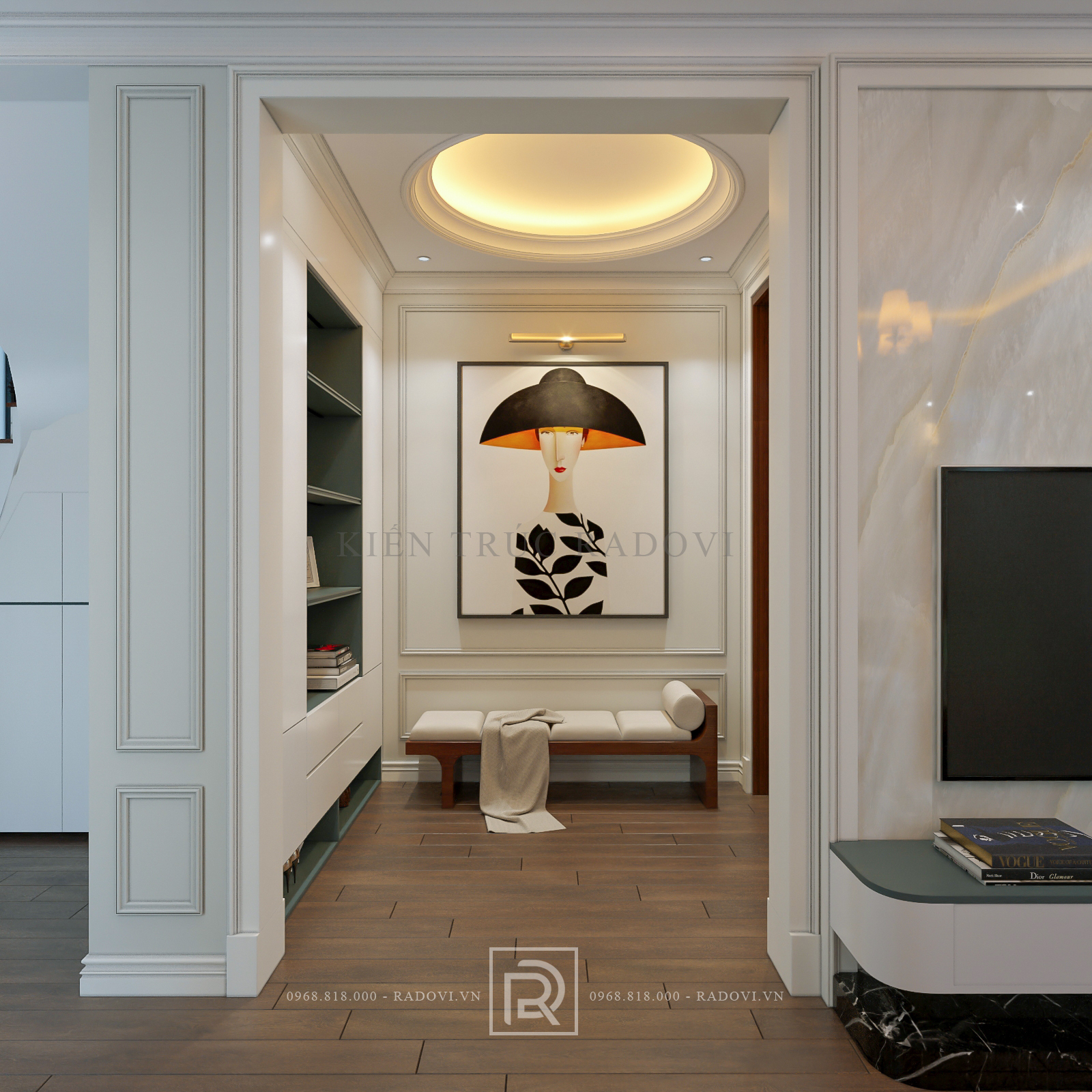 Góc tủ của nội thất biệt thự tân cổ điển