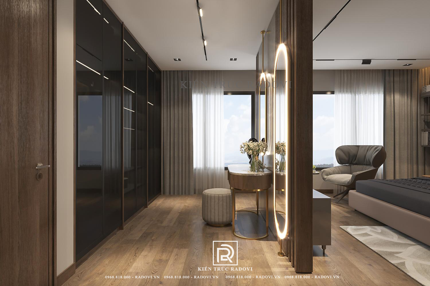 Phòng ngủ master trong căn hộ chung cư