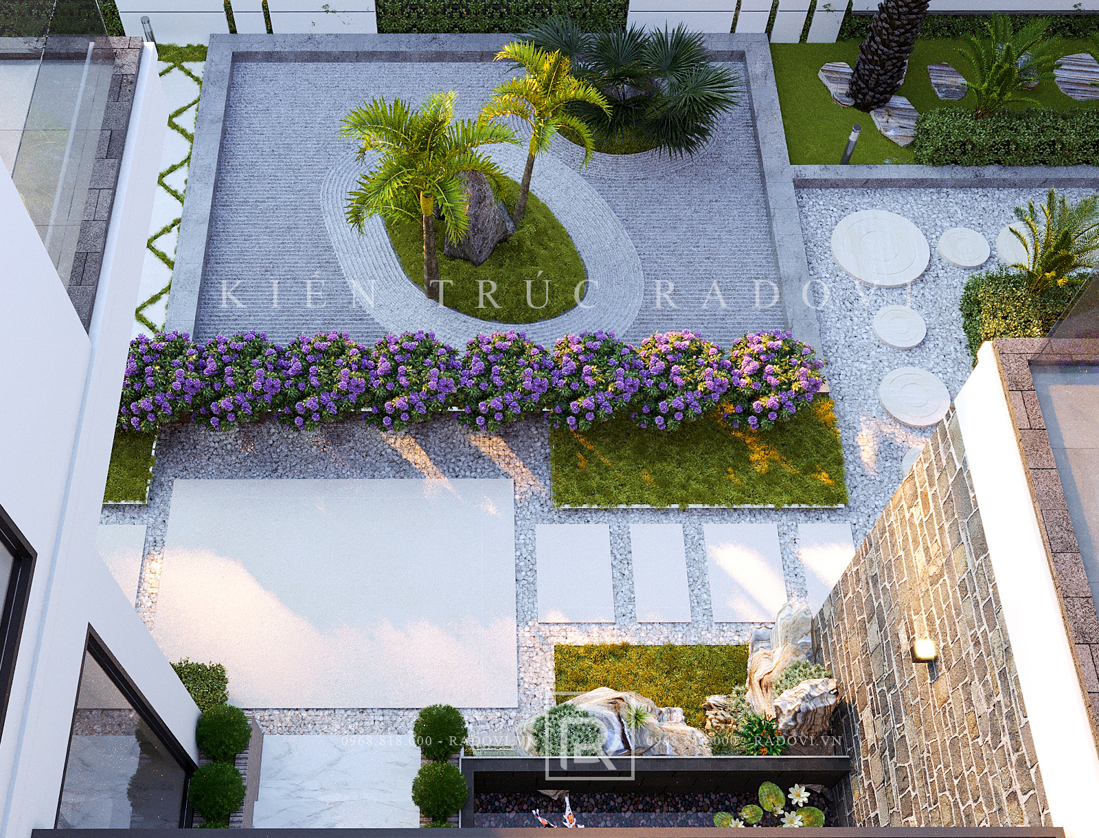 Tiểu cảnh xanh trong villa nghỉ dưỡng