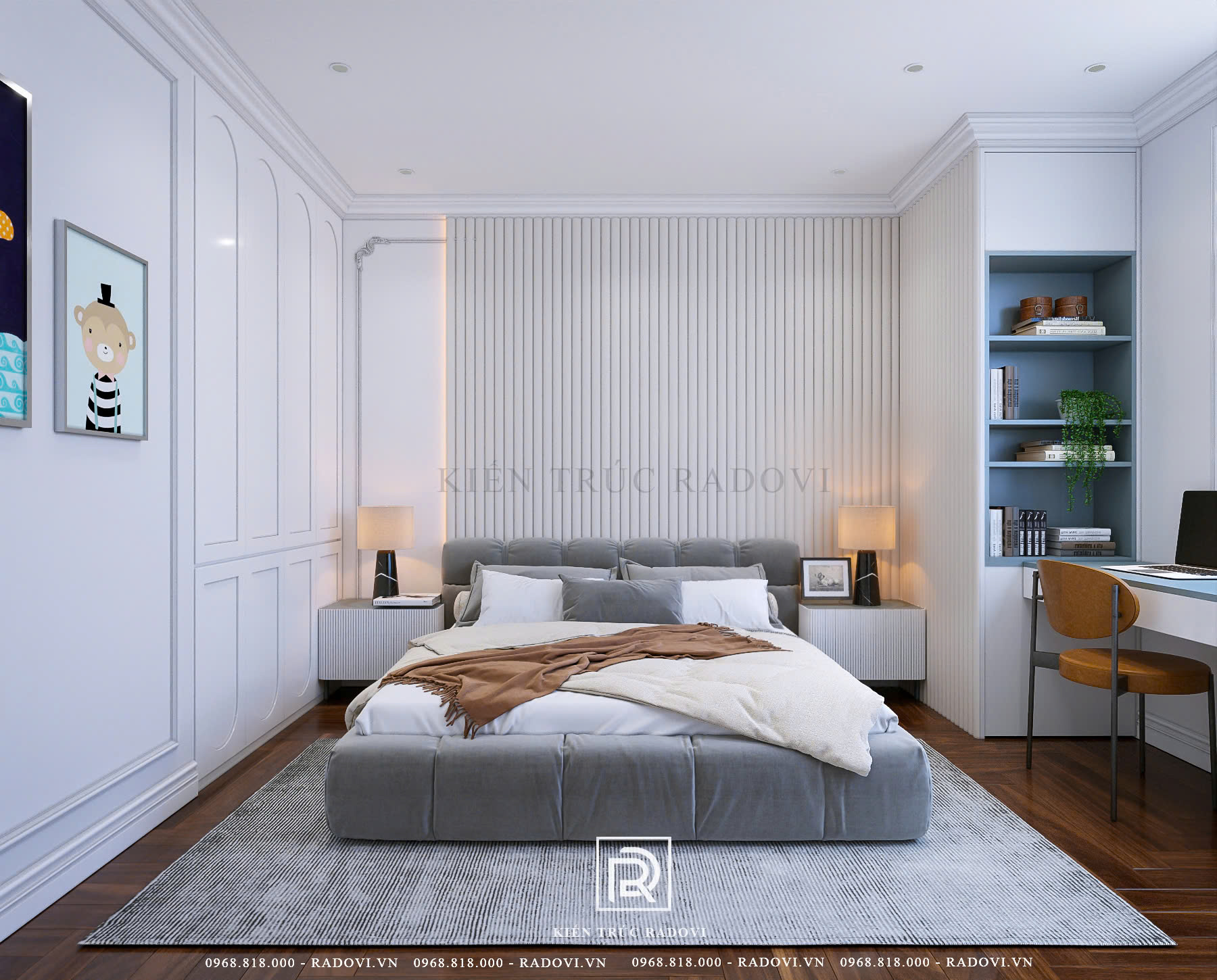 Phòng ngủ trong nội thất căn hộ chung cư