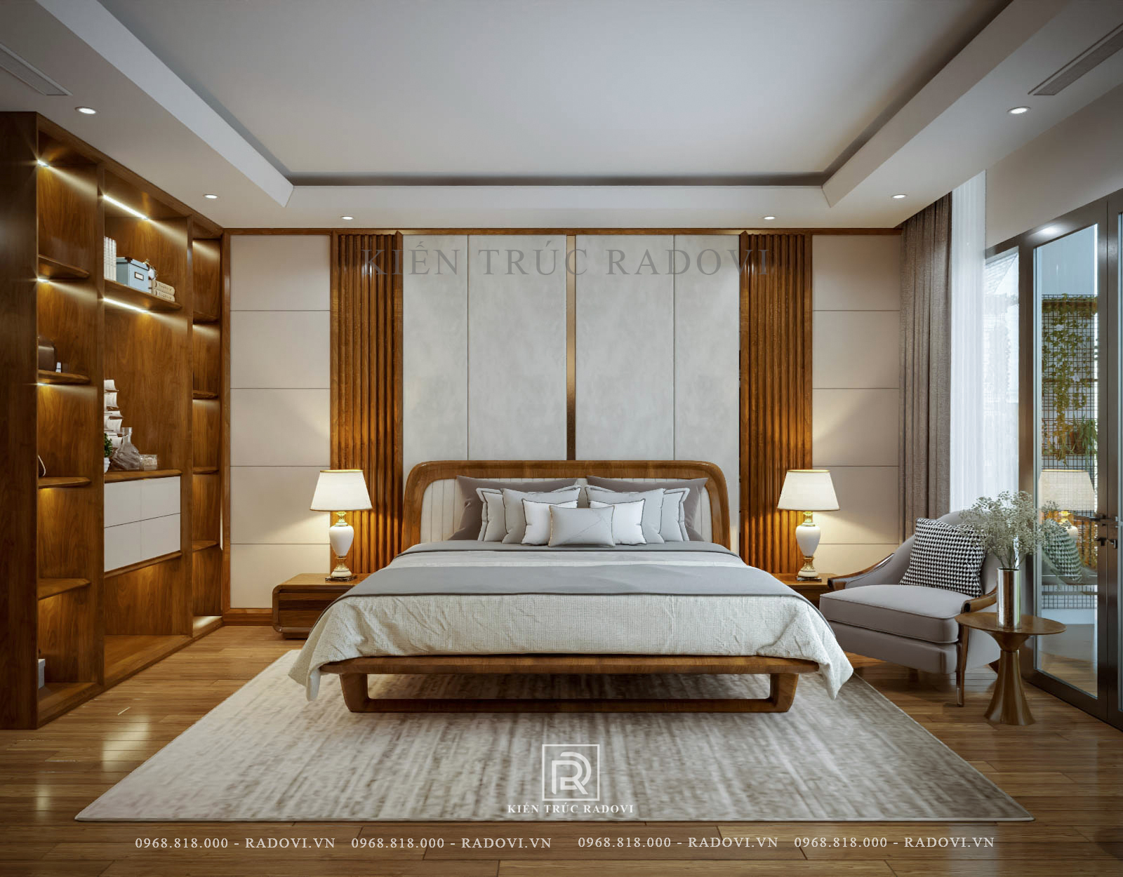 Nội thất phòng ngủ phong cách gỗ hiện đại