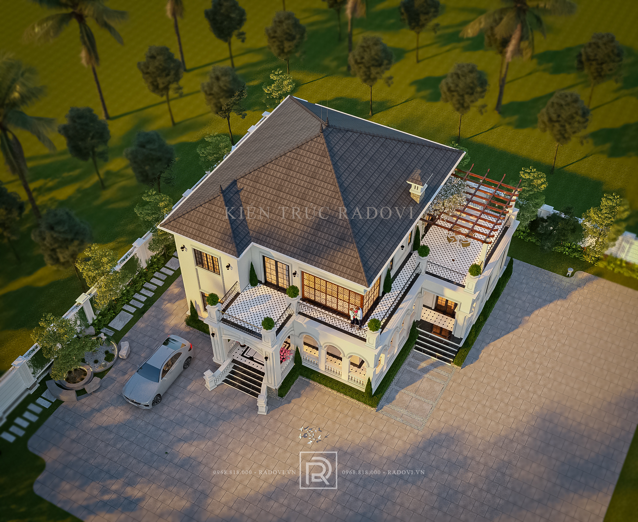 Biệt thự vườn 2 tầng nhìn từ trên cao