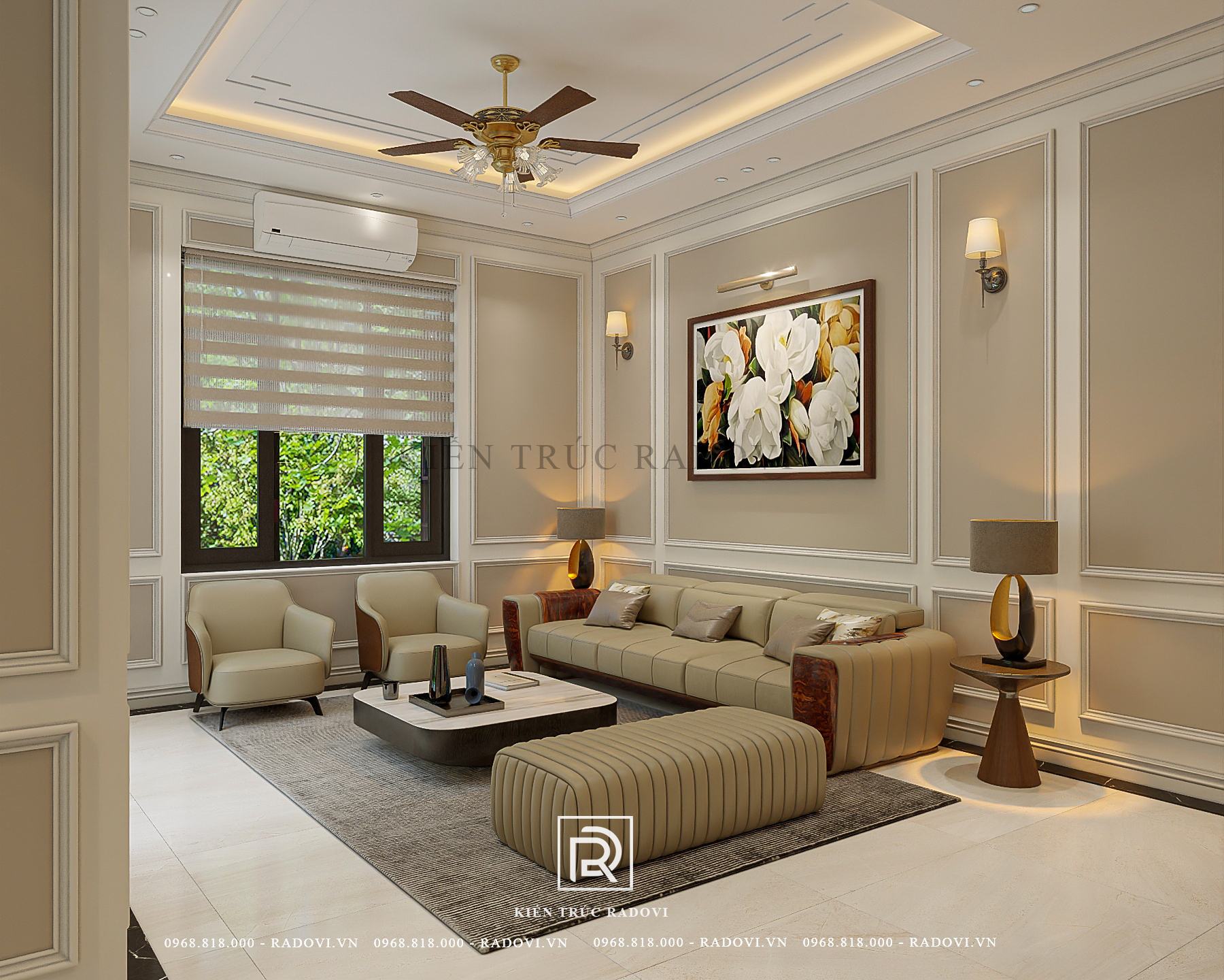 Phòng khách biệt thự tân cổ điển