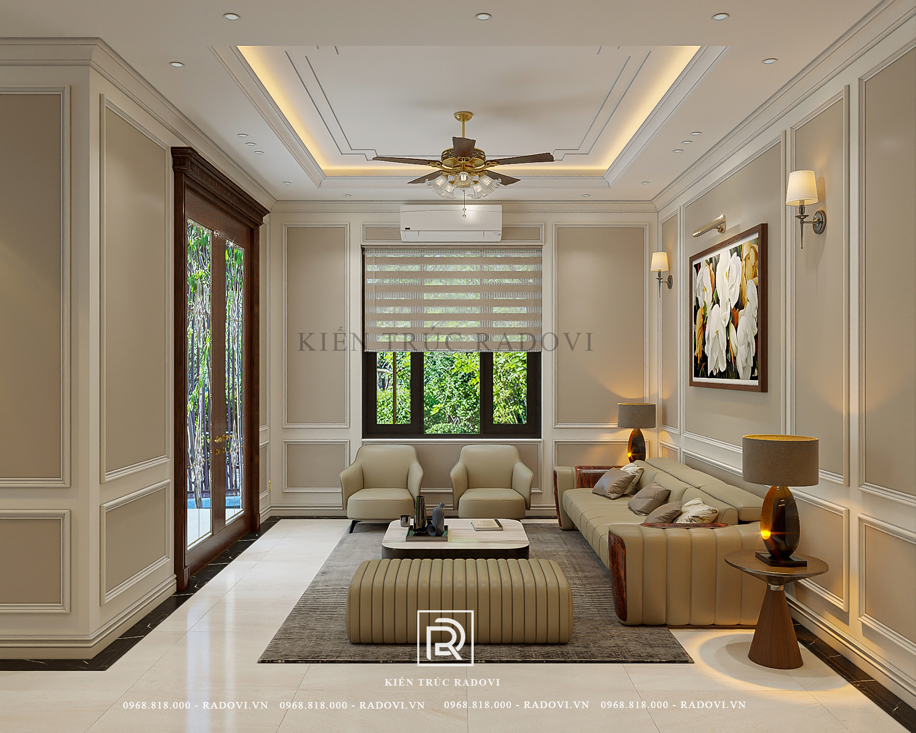 Nội thất phòng khách tân cổ điển 