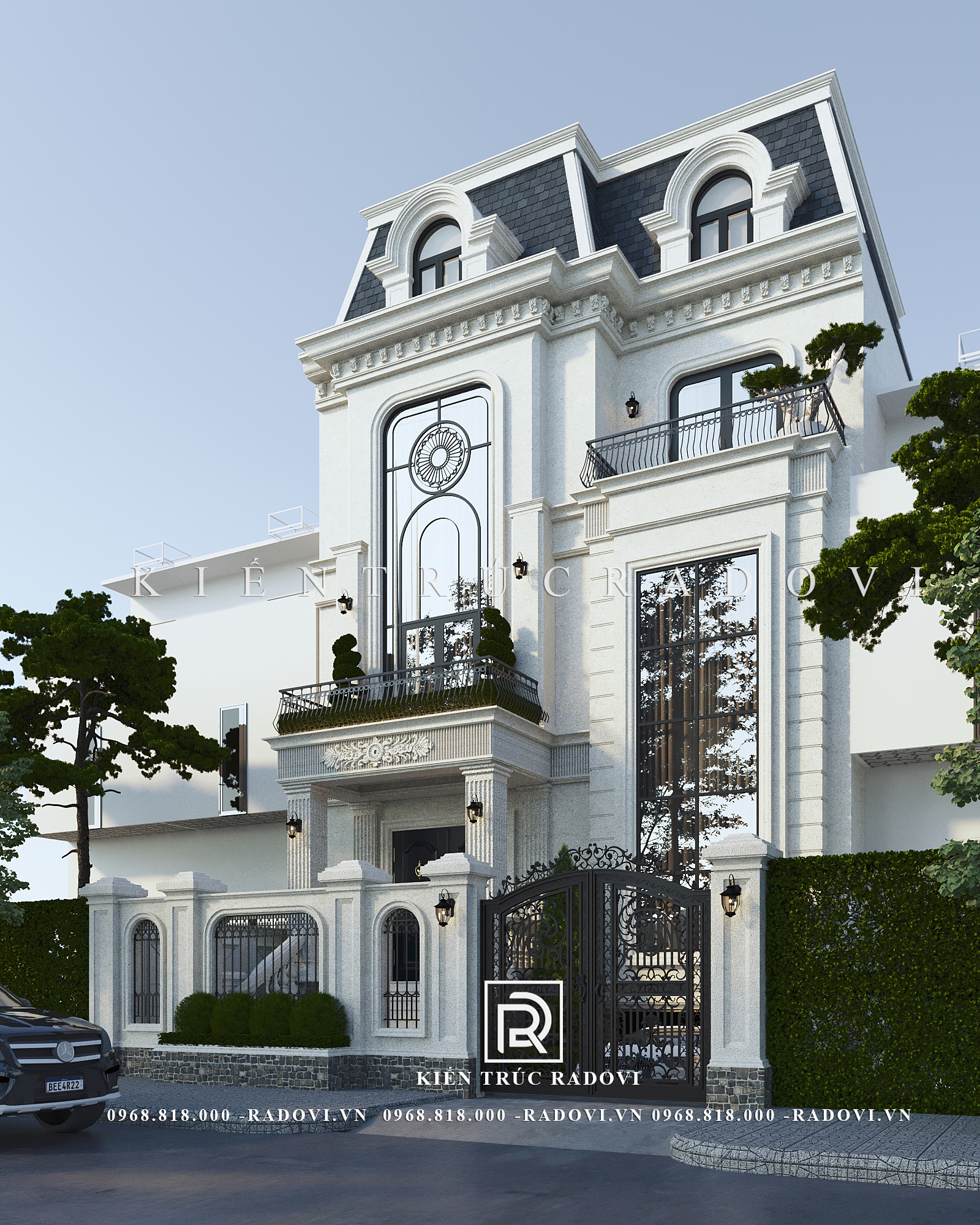 Biệt thự phố nhìn từ bên phải