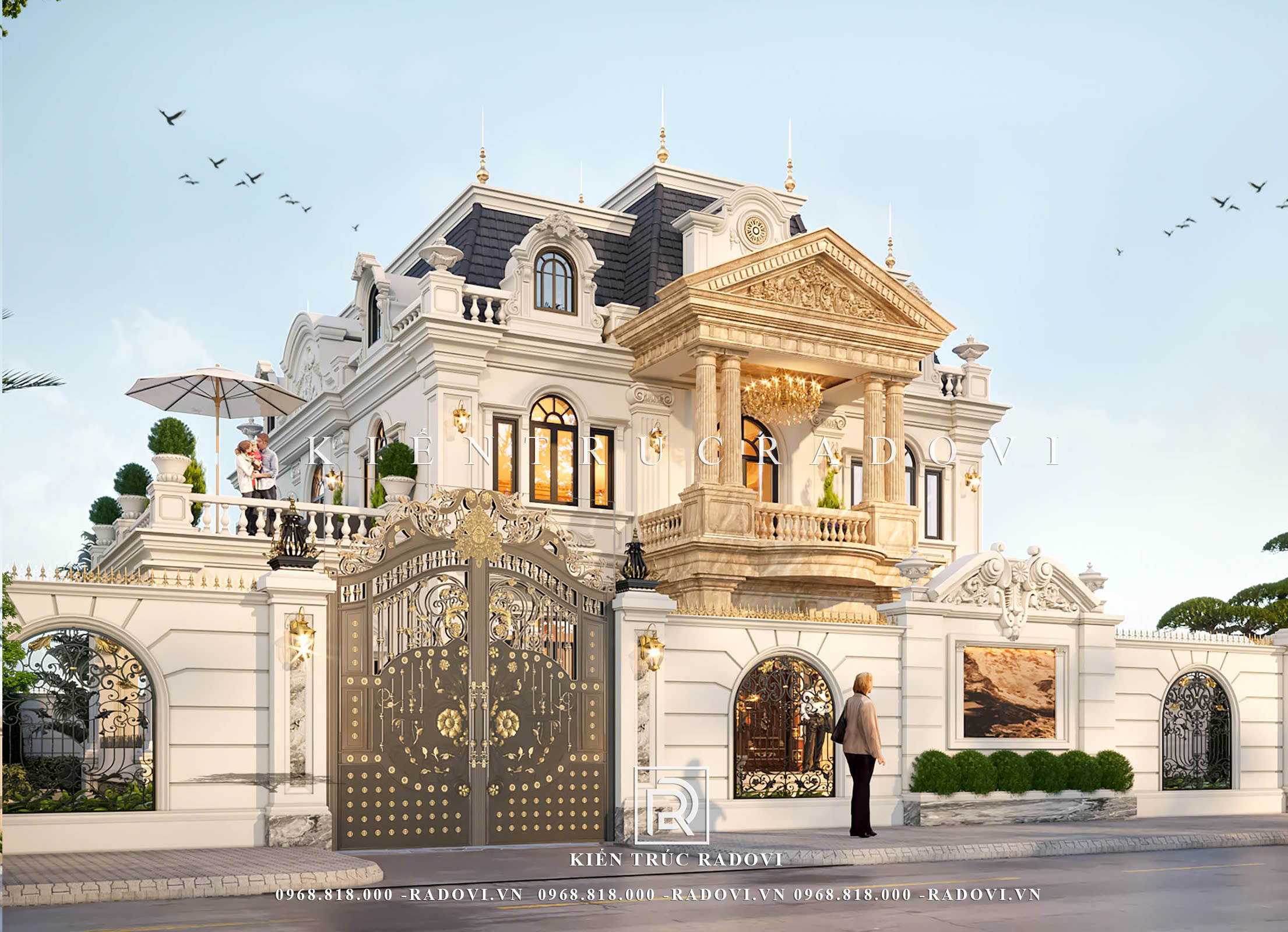 Biệt thự Châu Âu nhìn từ bên trái