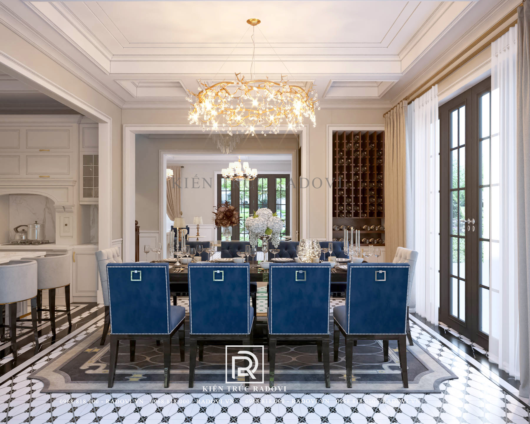 Thiết kế nội thất phòng ăn tân cổ điển