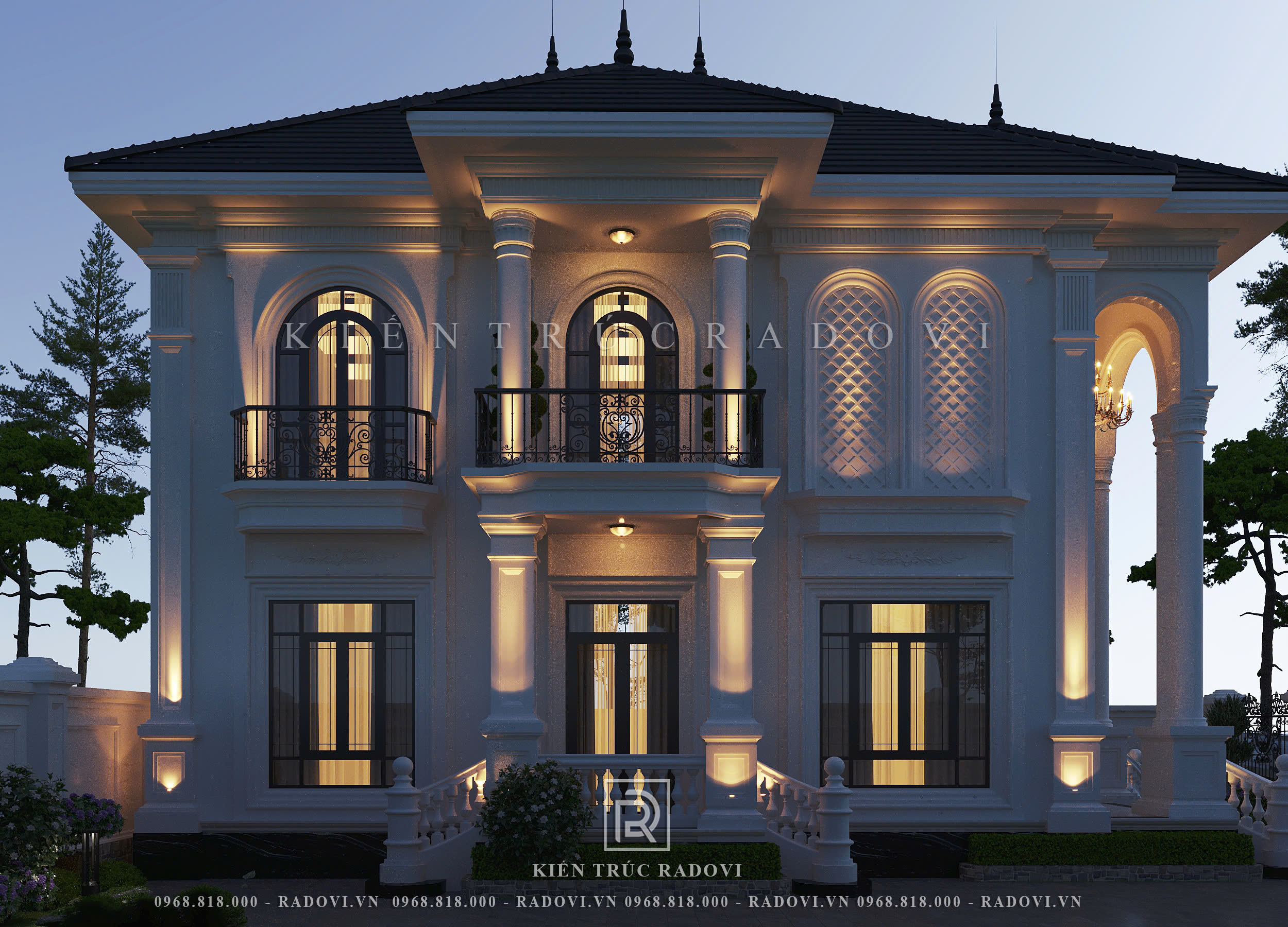 Biệt thự tân cổ điển về đêm