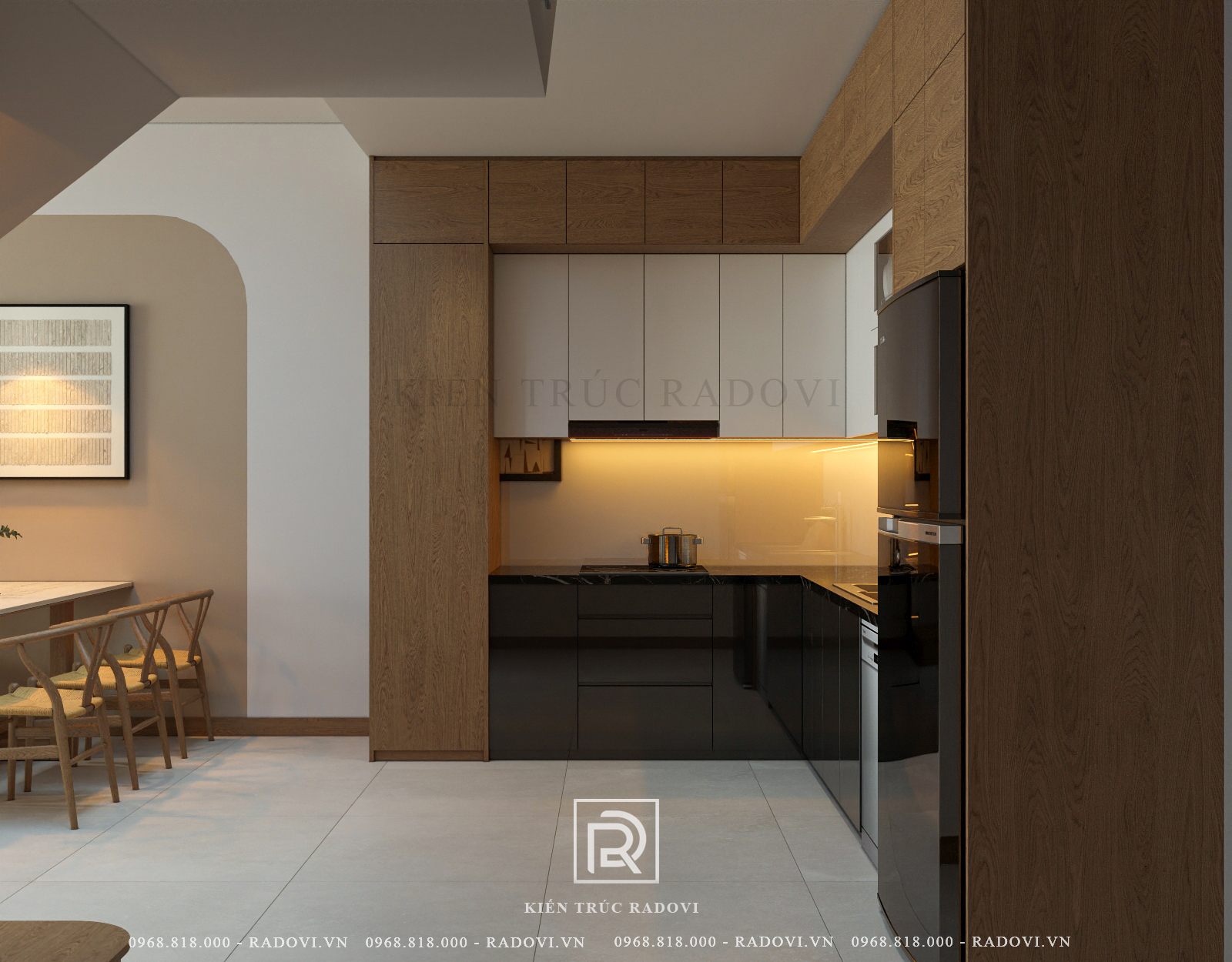 Phòng bếp hiện đại tối giản