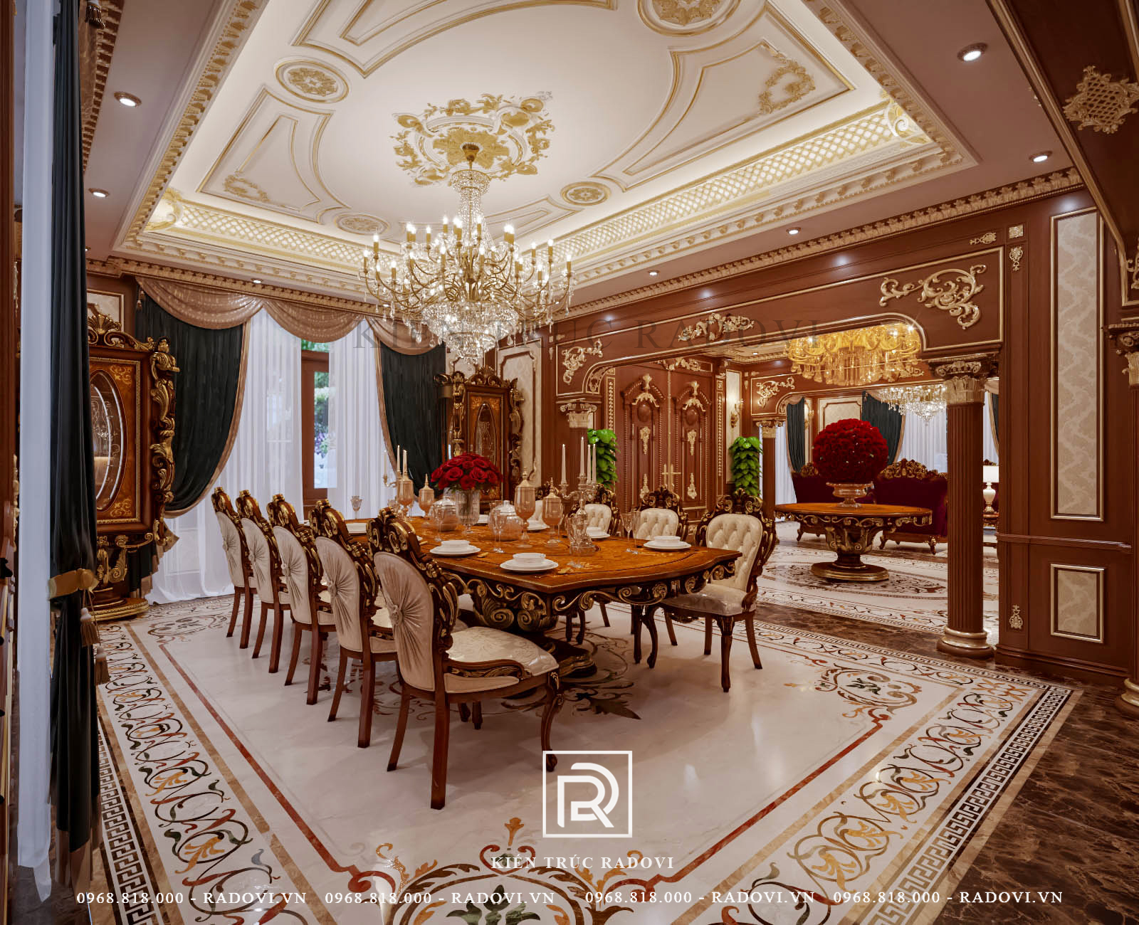 Phòng ăn phong cách hoàng gia
