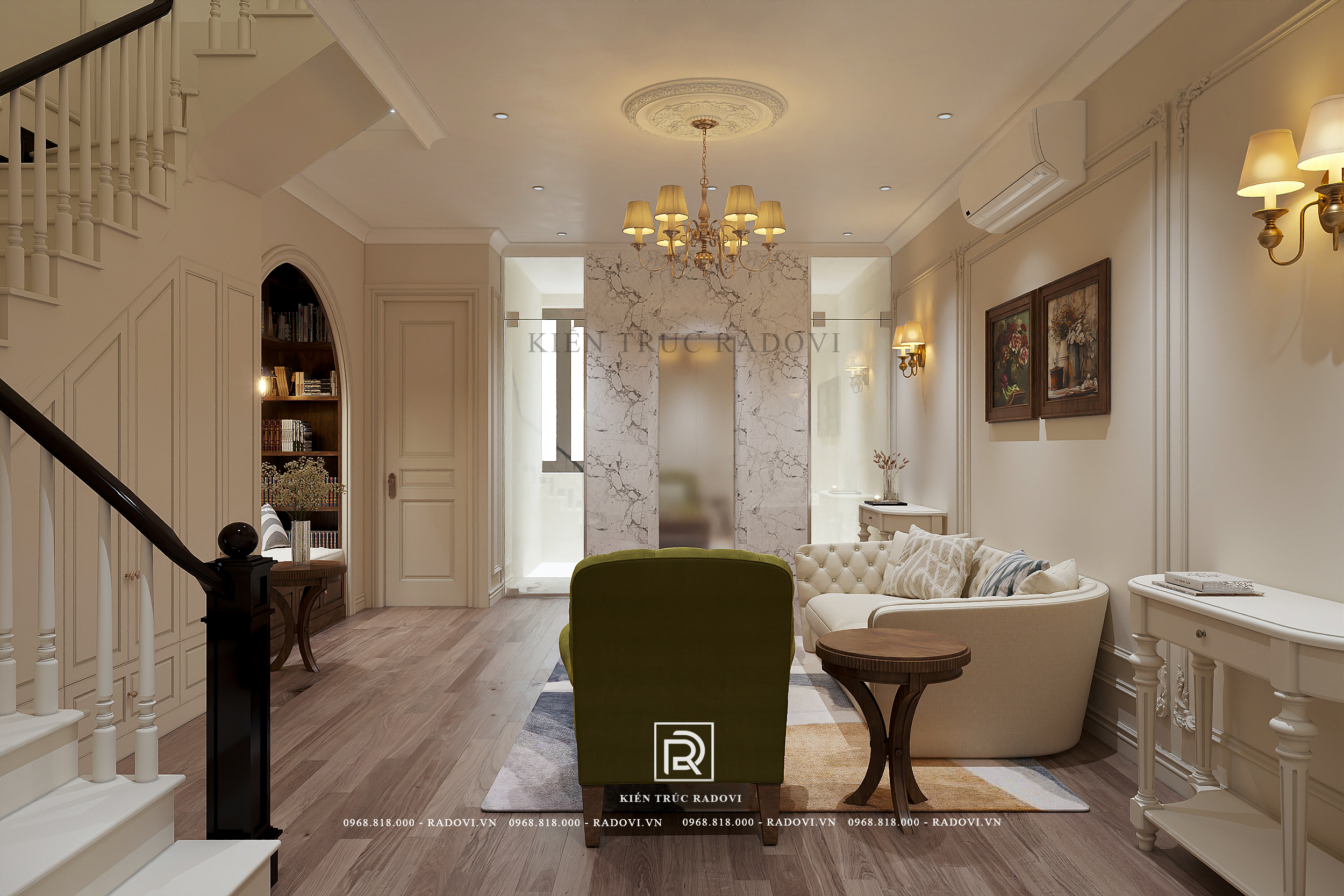 View phòng khách Neo Classic sang trọng