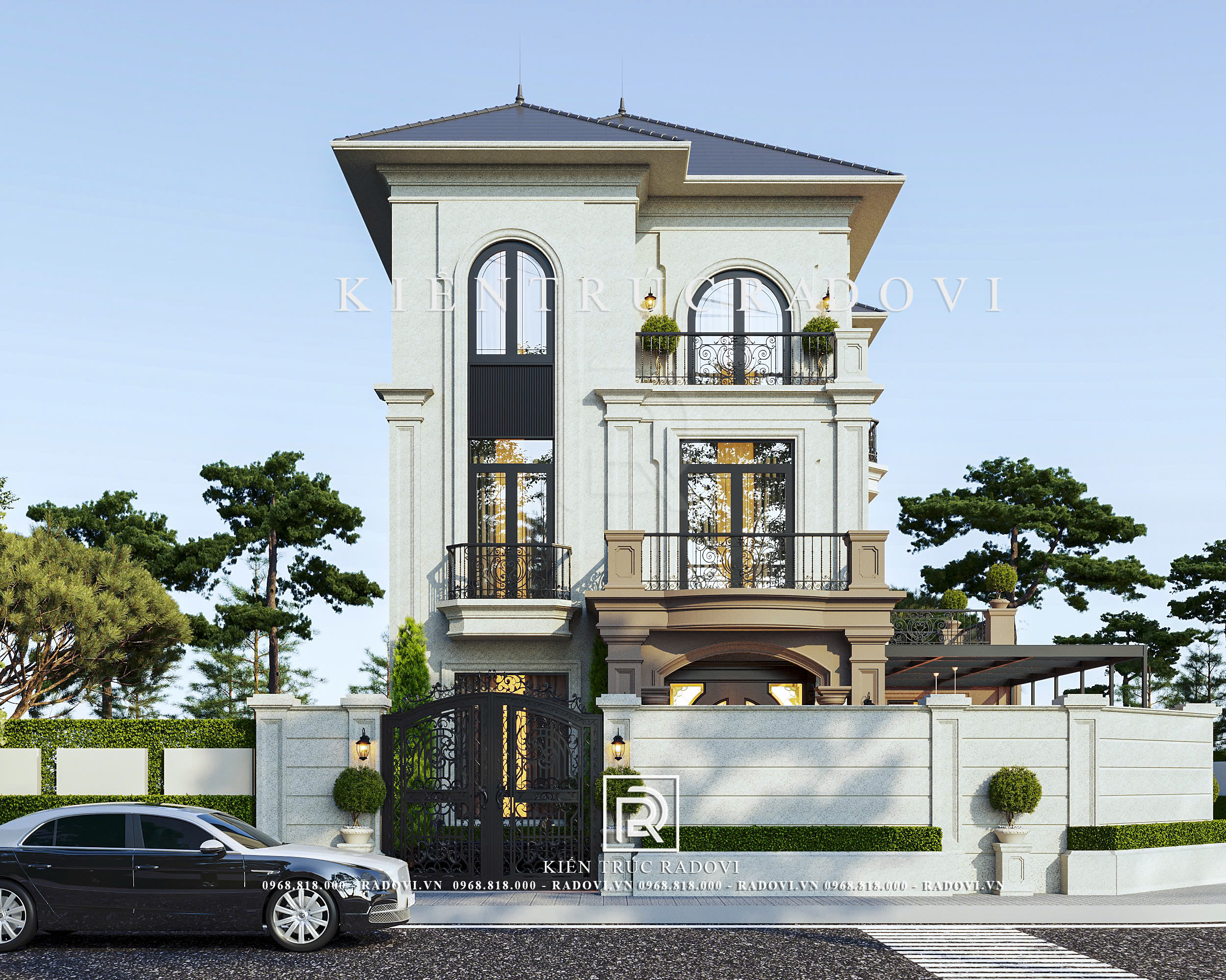 Mặt tiền chính biệt thự tân cổ điển