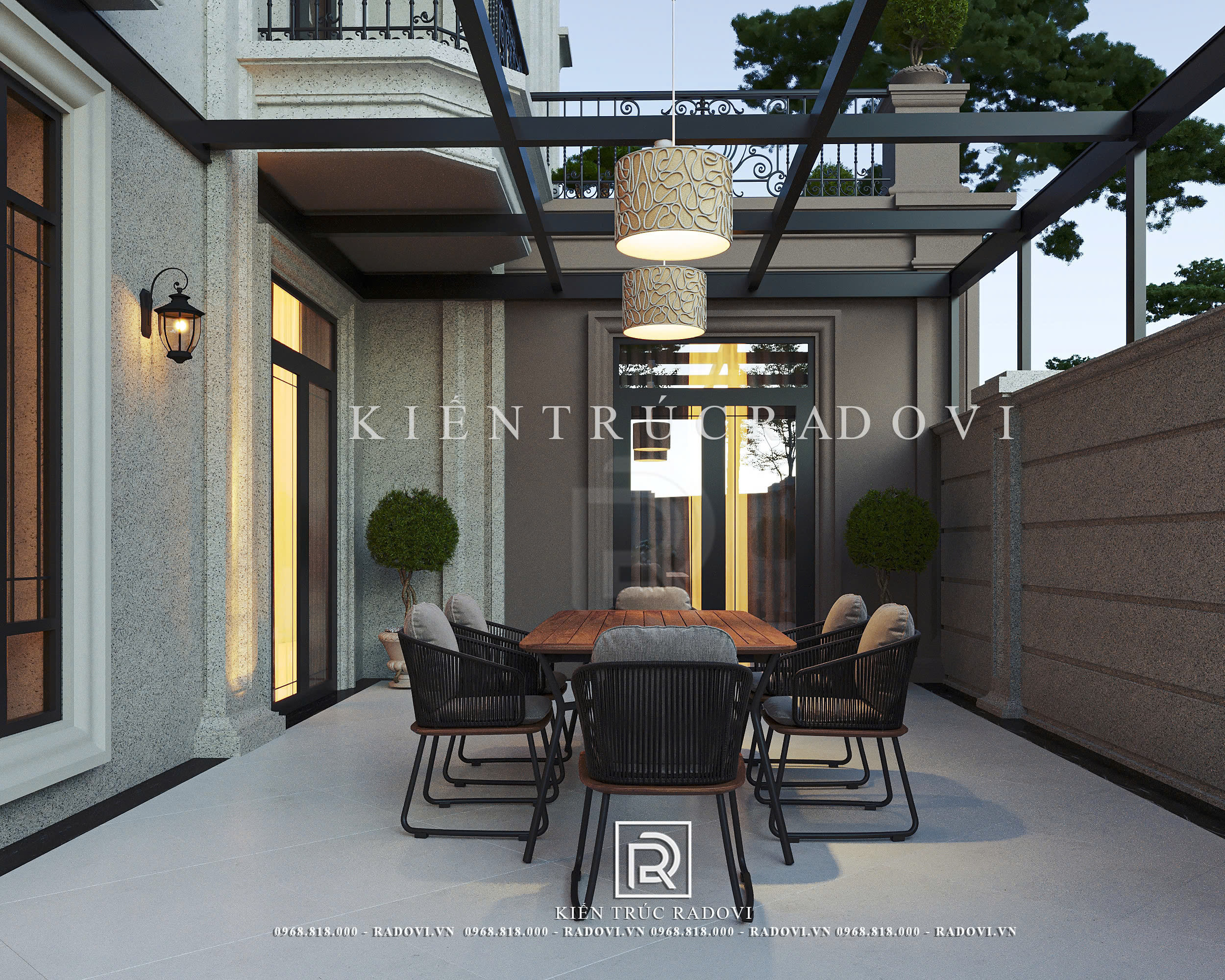 Góc sân cafe có mái che