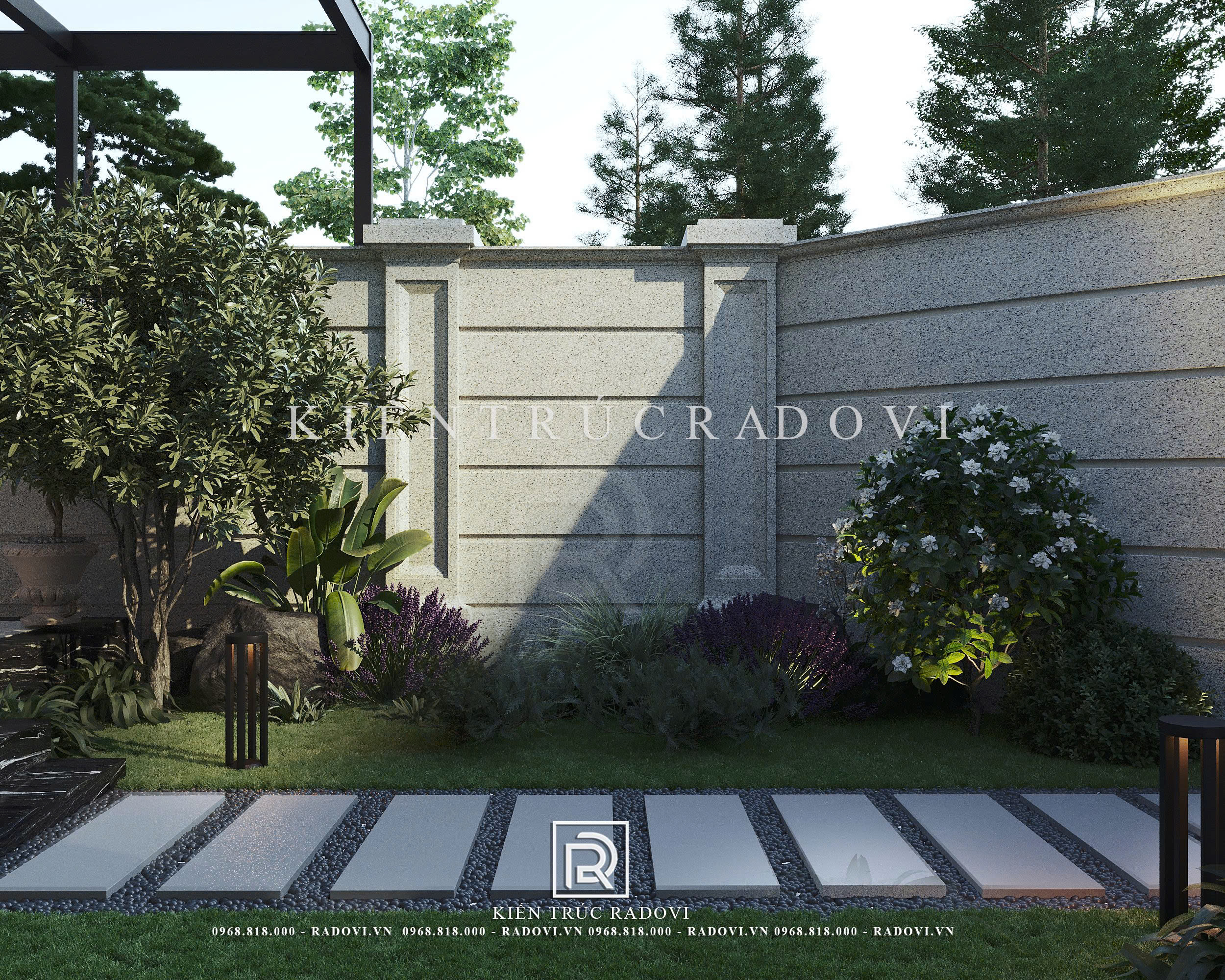 Khu vườn nhỏ xinh thư giãn trong biệt thự hai mặt tiền