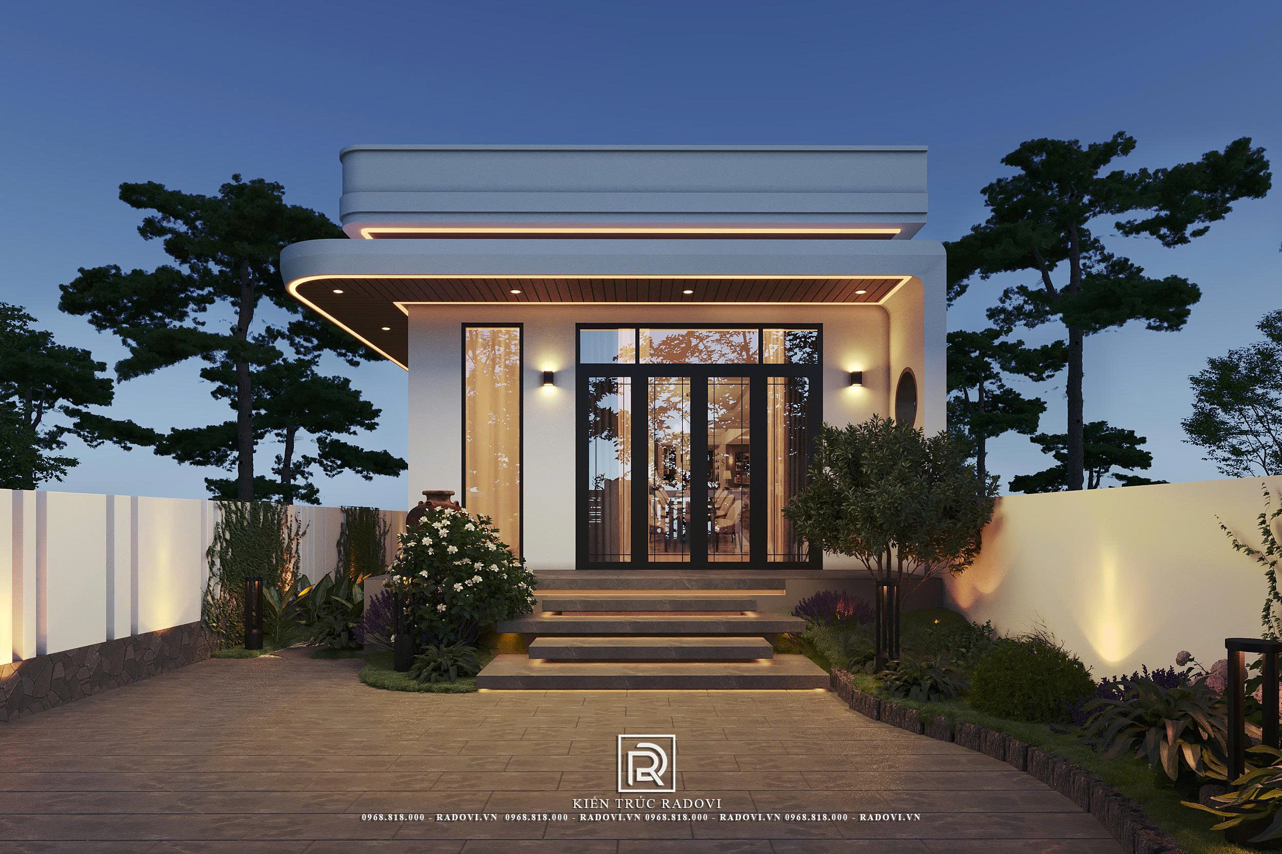 Thiết kế nhà 1 tầng về đêm