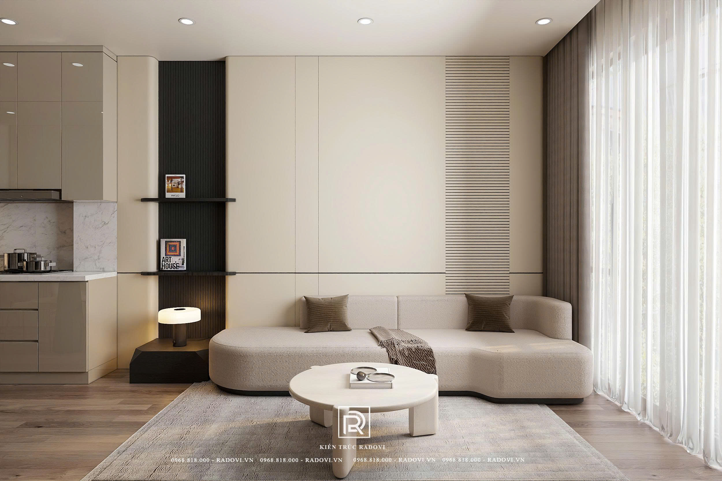 Phòng khách chung cư hiện đại, tối giản 