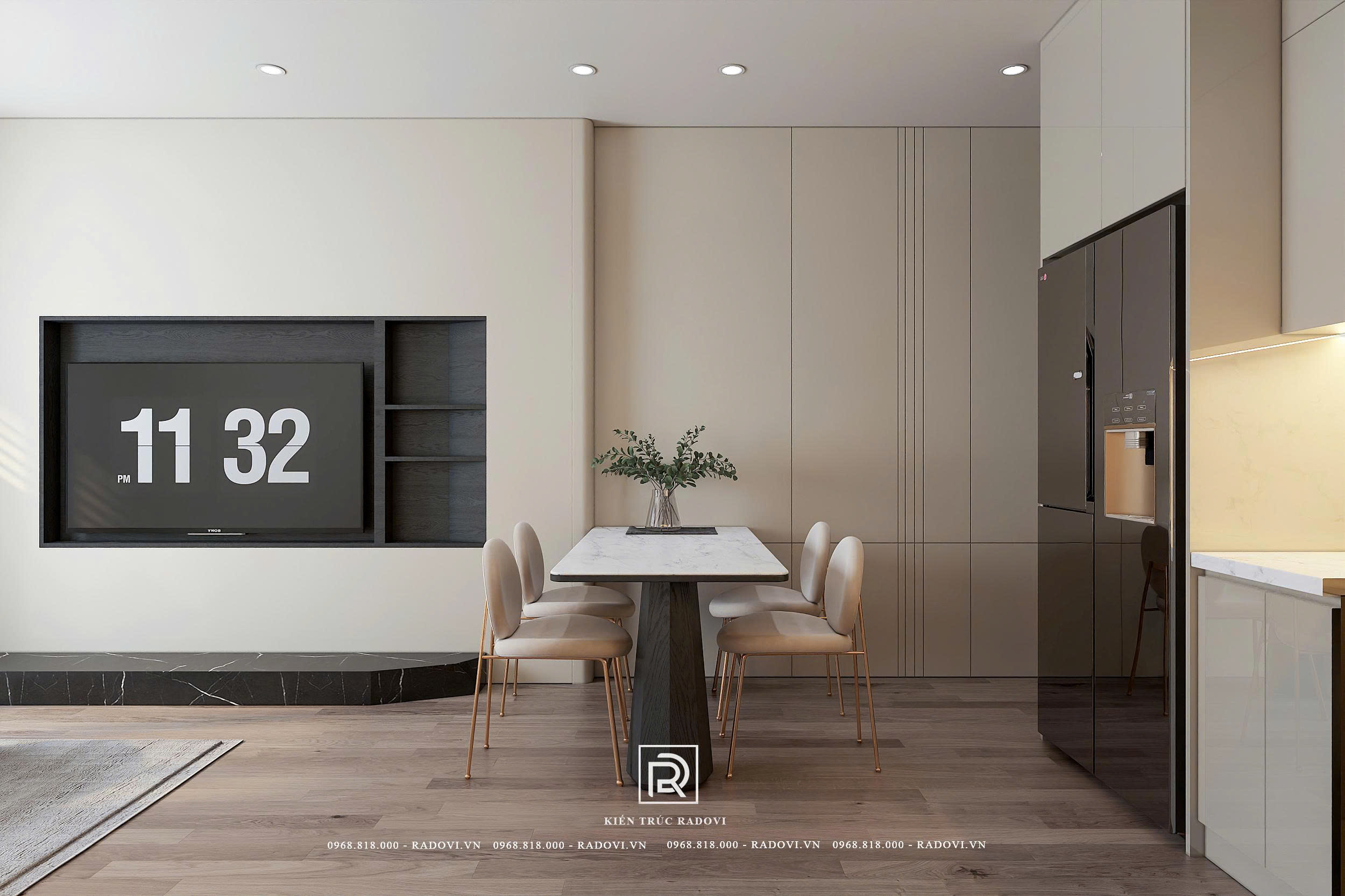 Phòng ăn chung cư đơn giản mà ấm cúng